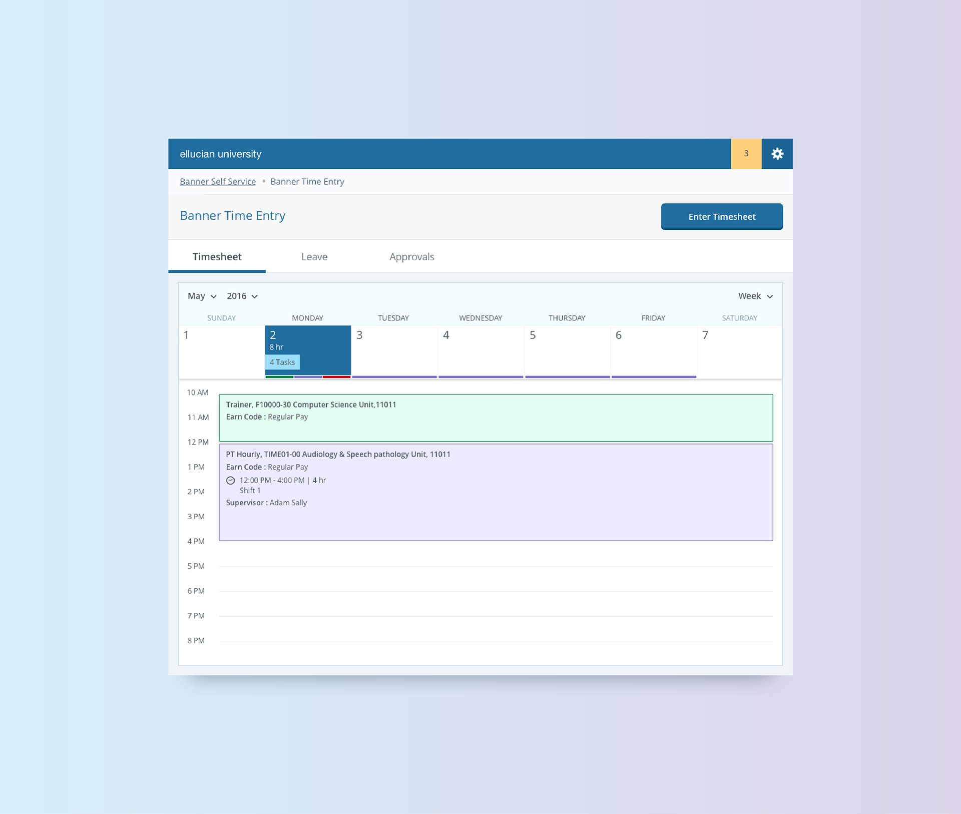 Banner Time Entry case study screen 6