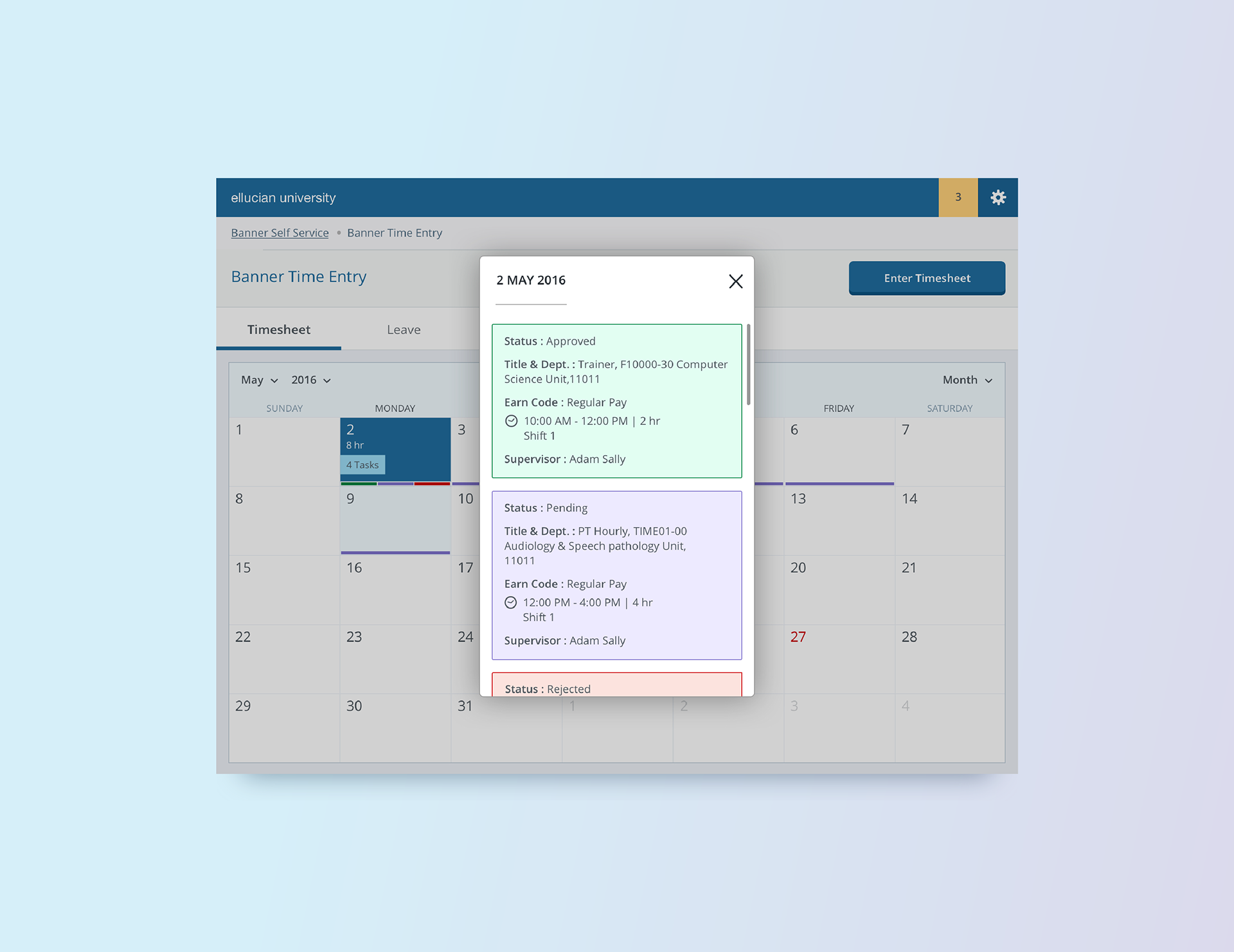 Banner Time Entry case study screen 8