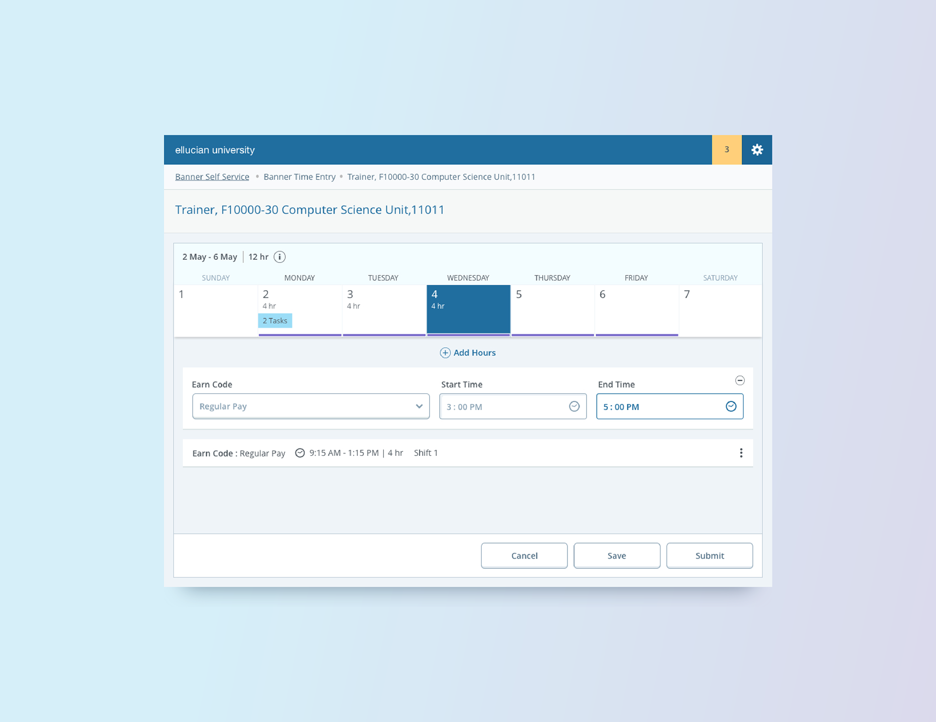 Banner Time Entry case study screen 9